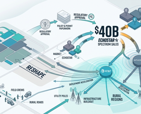 Editorial illustration for $40B EchoStar Spectrum Sales Could Reshape Rural Wireless Competition