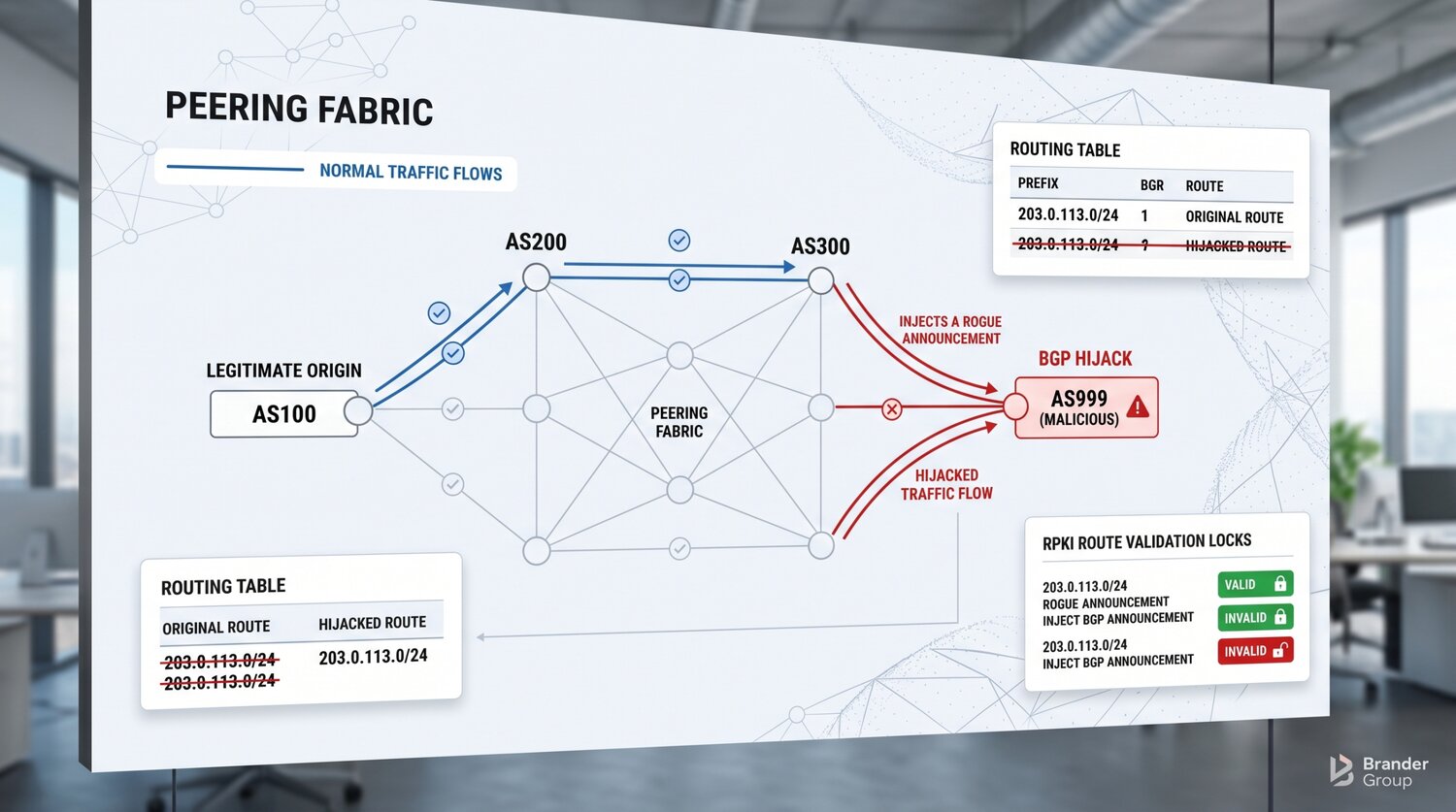 Editorial illustration for What Is BGP Hijacking? How Routing Attacks Work